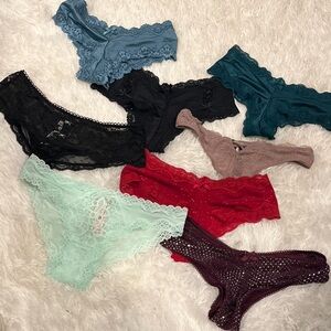 Lace Thong Panty Bundle in Teal, Mint, Black, Red, Blue, Burgundy, Taupe